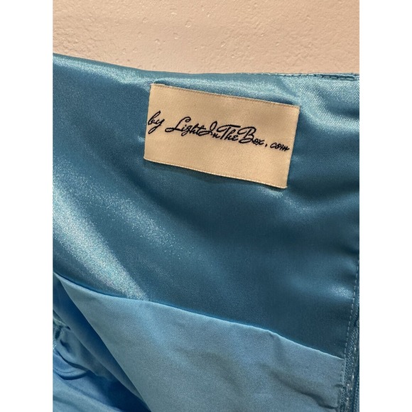 Light In The Box AQUA BLUE SHIMMER CHIFFON BEADED BLING PROM FORMAL GOWN DRESS - Picture 7 of 11